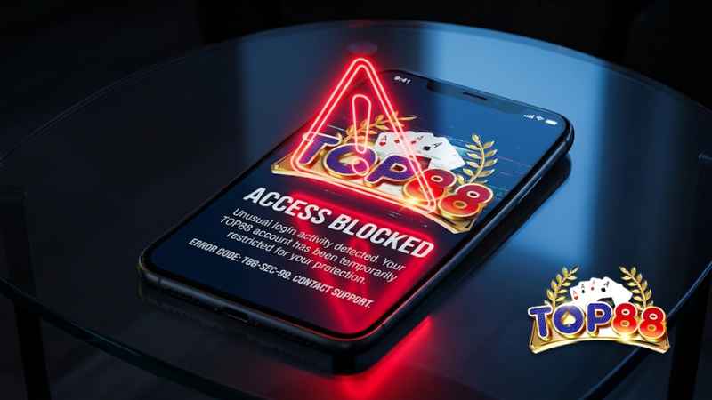 Giao diện thông báo lỗi đăng nhập trên app Top88