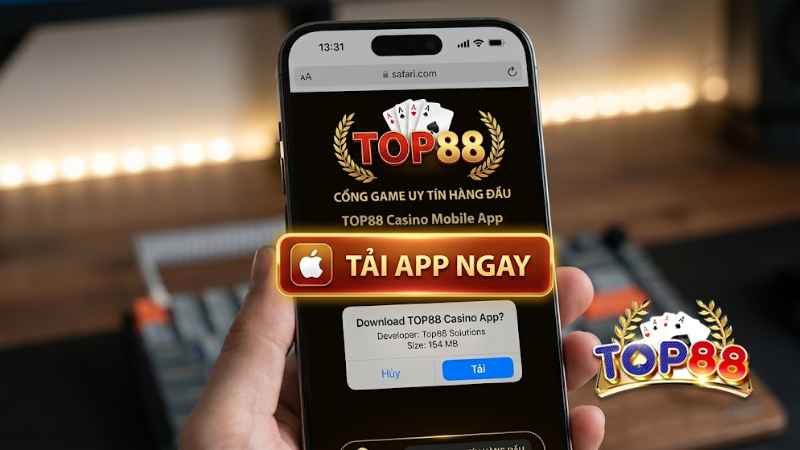 Nút tải app Top88 iOS trên Safari